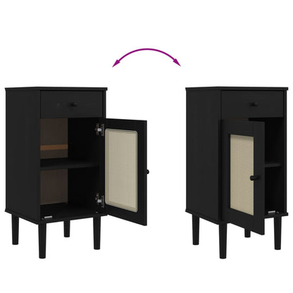 Nattbord Sengbord Svart SENJA rotting utseende 40x35x80 cm heltre furu