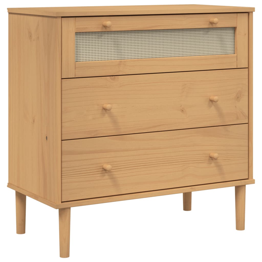 Kommode Brun heltre furu SENJA rotting-utseende Brun 80x40x80 cm