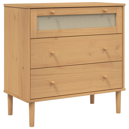 Kommode Brun heltre furu SENJA rotting-utseende Brun 80x40x80 cm