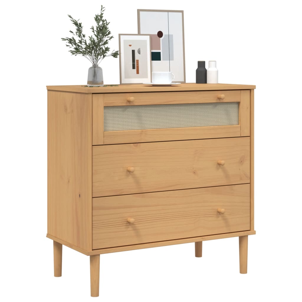 Kommode Brun heltre furu SENJA rotting-utseende Brun 80x40x80 cm