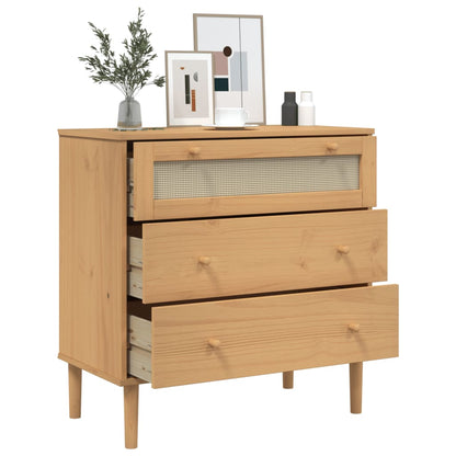 Kommode Brun heltre furu SENJA rotting-utseende Brun 80x40x80 cm