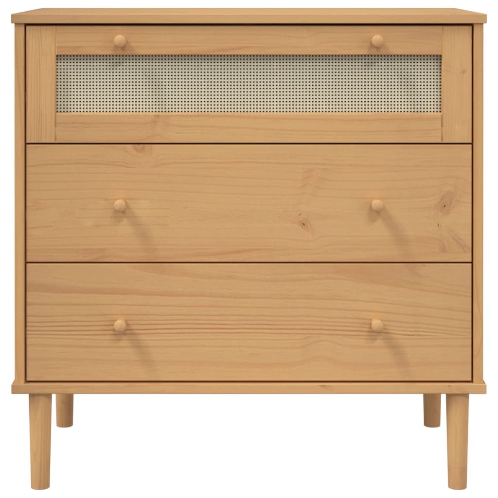 Kommode Brun heltre furu SENJA rotting-utseende Brun 80x40x80 cm