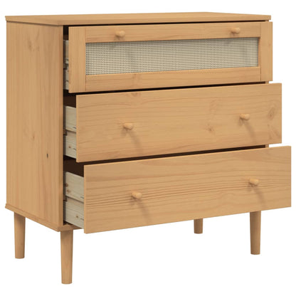 Kommode Brun heltre furu SENJA rotting-utseende Brun 80x40x80 cm