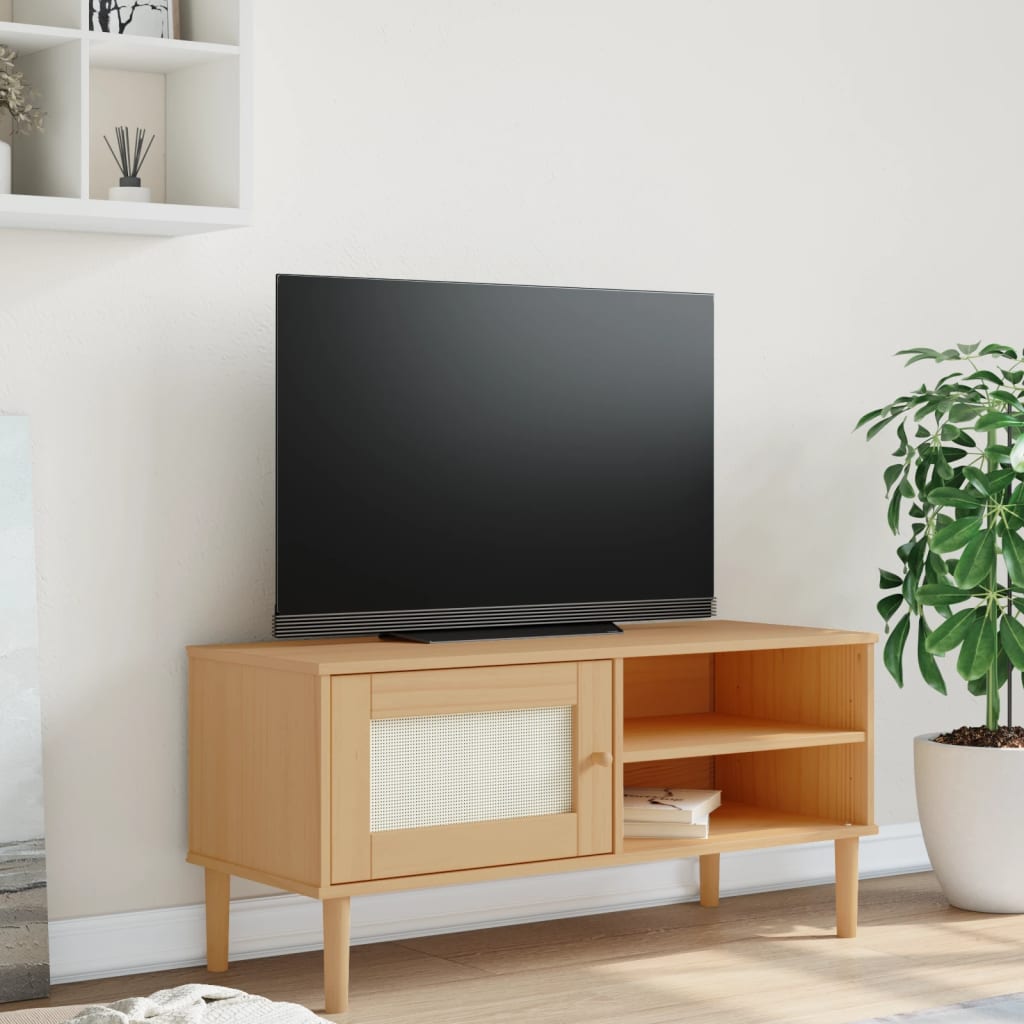 TV-Møbel Brun TV-benk SENJA rotting-utseende 106x40x49 cm heltre furu