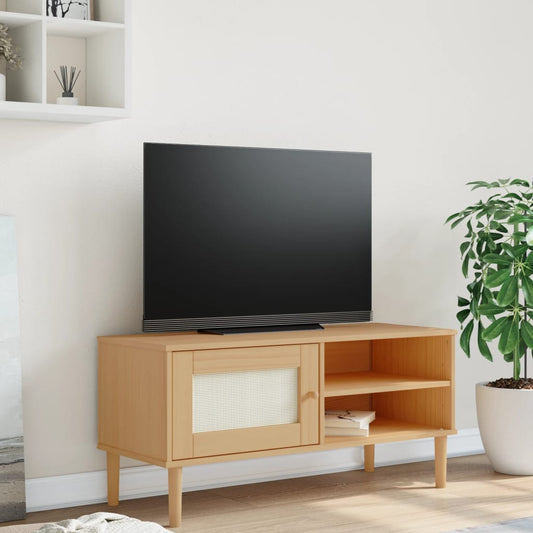 TV-Møbel Brun TV-benk SENJA rotting-utseende 106x40x49 cm heltre furu