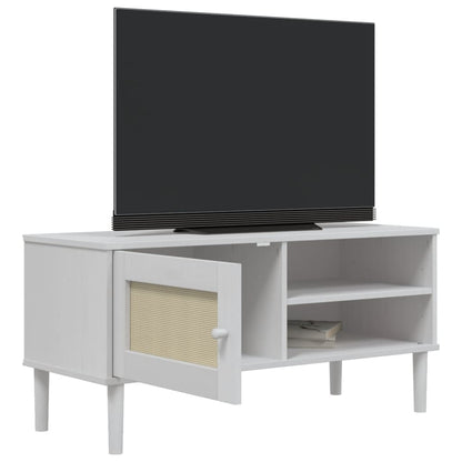 TV-Møbel Hvit TV-benk SENJA rotting-utseende 106x40x49cm cm heltre furu