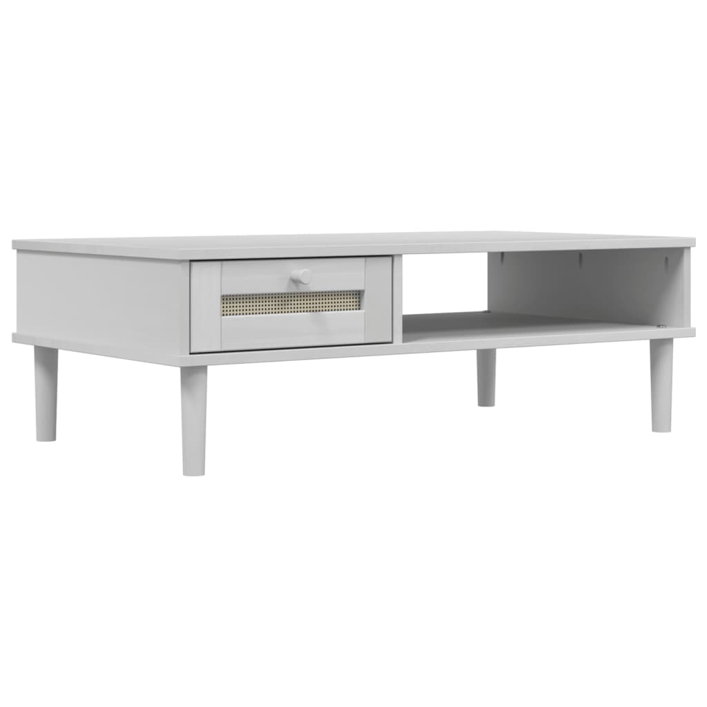 Salongbord Sofabord Hvit SENJA rotting-utseende 100x55x33 cm heltre