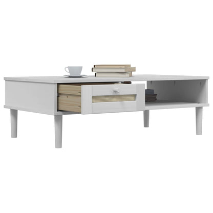 Salongbord Sofabord Hvit SENJA rotting-utseende 100x55x33 cm heltre