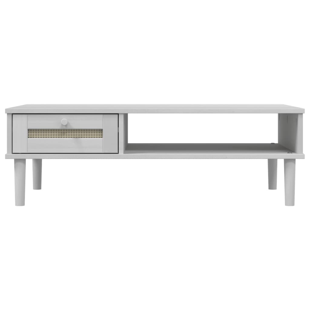 Salongbord Sofabord Hvit SENJA rotting-utseende 100x55x33 cm heltre