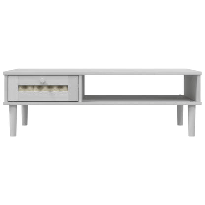 Salongbord Sofabord Hvit SENJA rotting-utseende 100x55x33 cm heltre