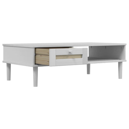 Salongbord Sofabord Hvit SENJA rotting-utseende 100x55x33 cm heltre