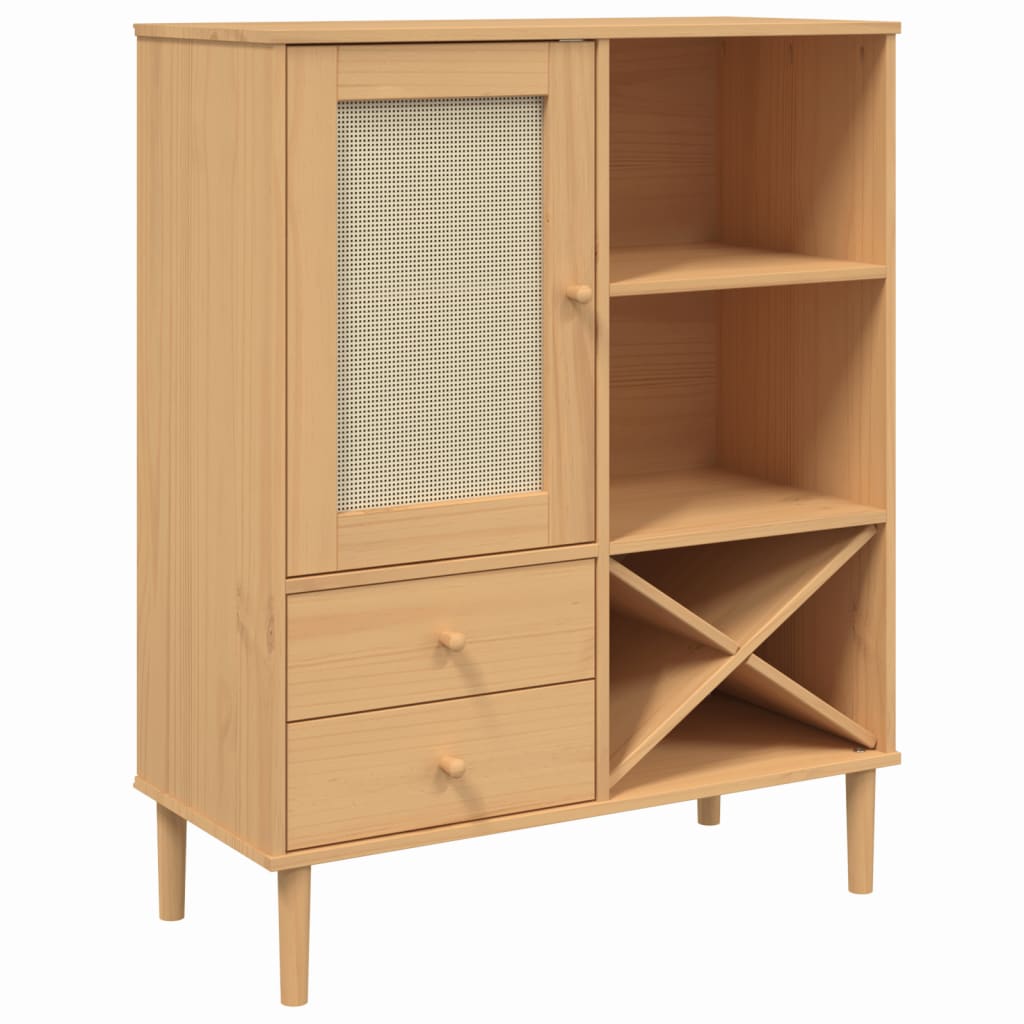 Skjenk Tre SENJA rotting utseende Brun 90x40x112 cm heltre furu