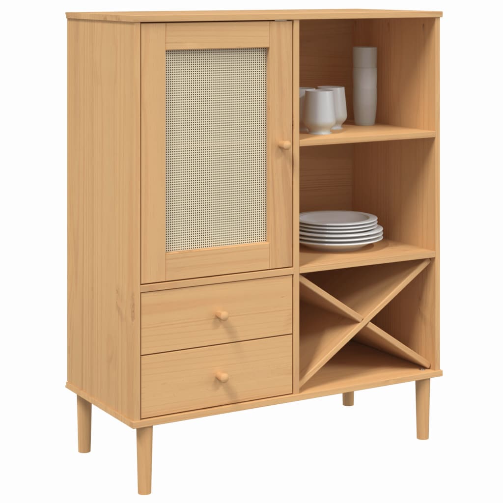 Skjenk Tre SENJA rotting utseende Brun 90x40x112 cm heltre furu