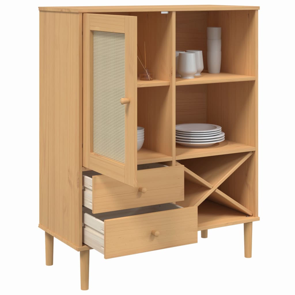 Skjenk Tre SENJA rotting utseende Brun 90x40x112 cm heltre furu