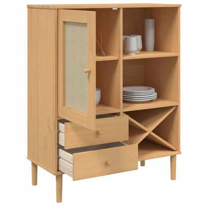 Skjenk Tre SENJA rotting utseende Brun 90x40x112 cm heltre furu