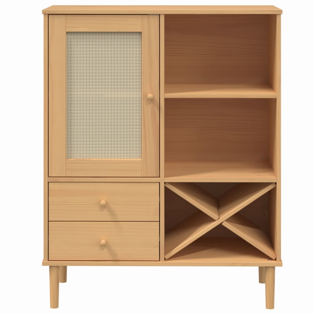 Skjenk Tre SENJA rotting utseende Brun 90x40x112 cm heltre furu