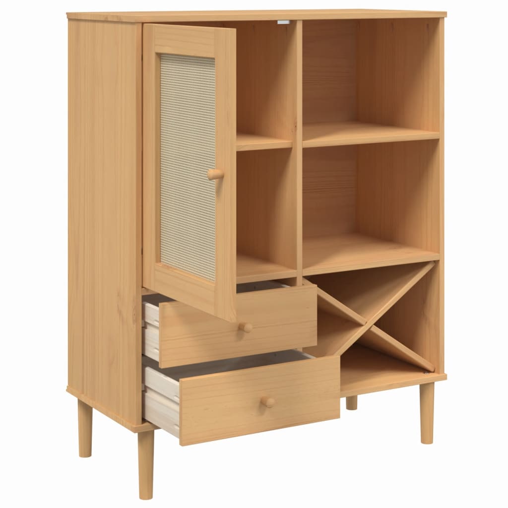 Skjenk Tre SENJA rotting utseende Brun 90x40x112 cm heltre furu