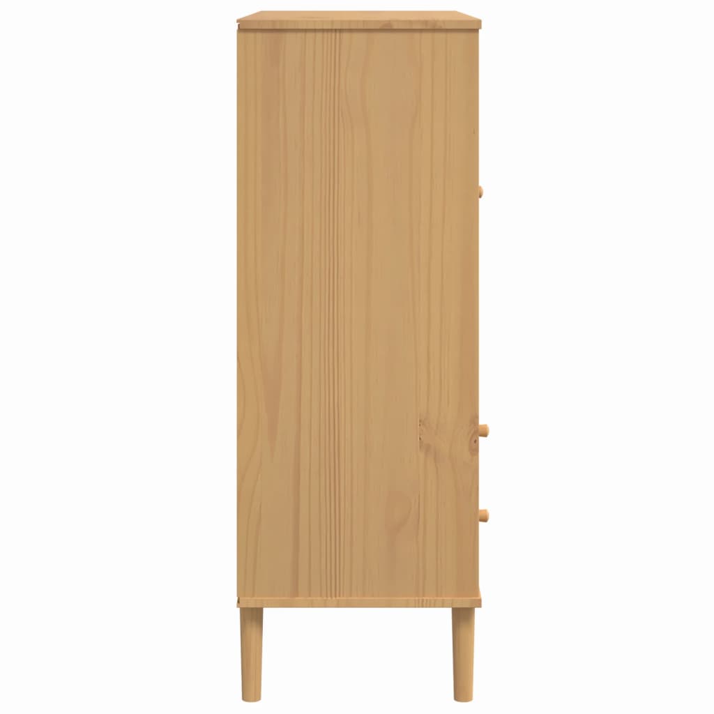 Skjenk Tre SENJA rotting utseende Brun 90x40x112 cm heltre furu