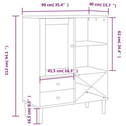 Skjenk Tre SENJA rotting utseende Brun 90x40x112 cm heltre furu