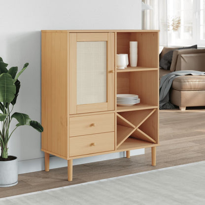 Skjenk Tre SENJA rotting utseende Brun 90x40x112 cm heltre furu