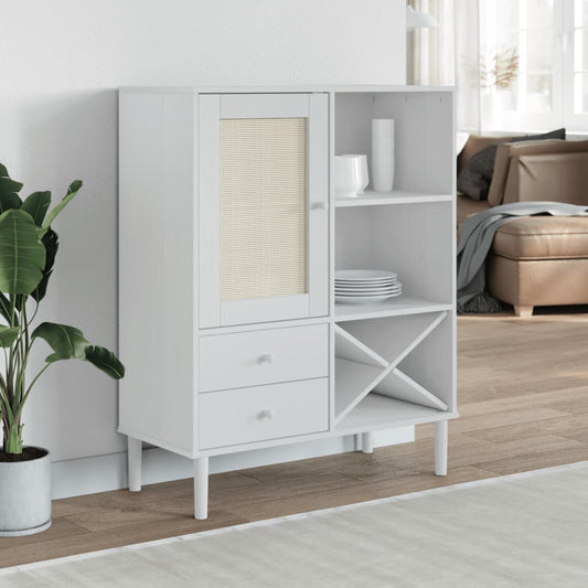 Skjenk Hvit SENJA rotting utseende 90x40x112 cm heltre furu
