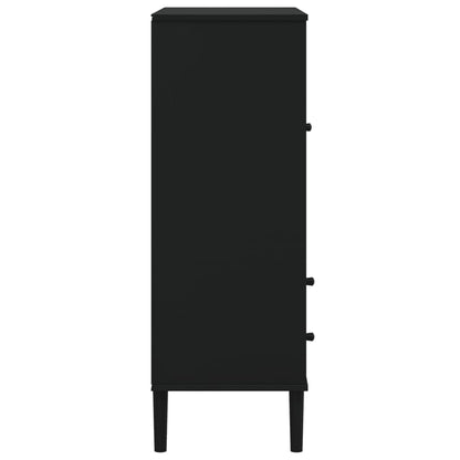 Skjenk Svart SENJA rotting utseende 90x40x112 cm heltre furu