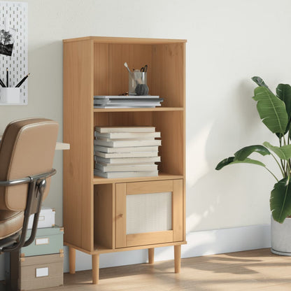 Bokhylle Brun SENJA 60x35x130 cm heltre furu