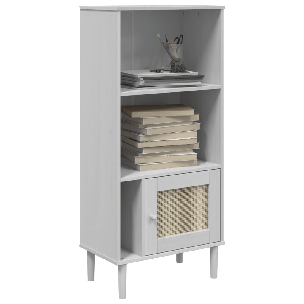 Bokhylle Hvit SENJA 60x35x130 cm heltre furu