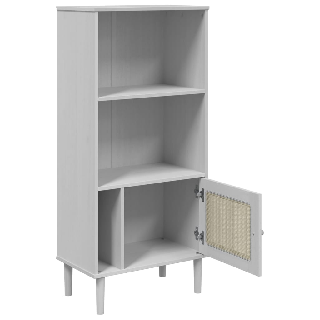 Bokhylle Hvit SENJA 60x35x130 cm heltre furu