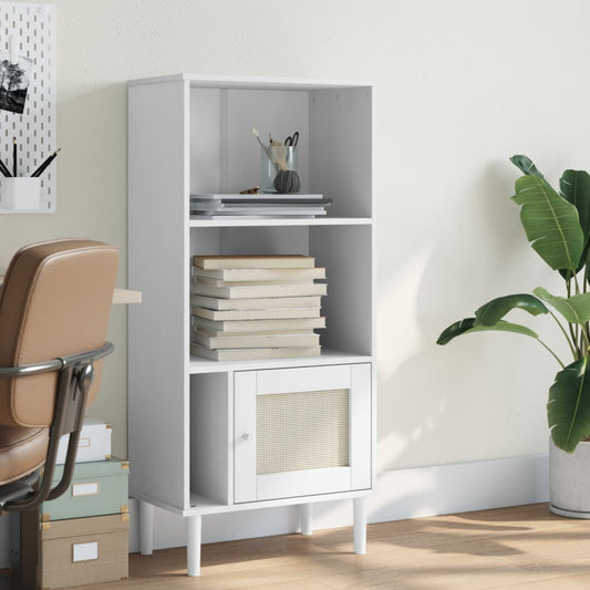 Bokhylle Hvit SENJA 60x35x130 cm heltre furu
