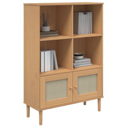 Bokhylle Brun SENJA 90x35x130 cm heltre furu