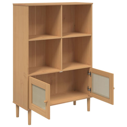 Bokhylle Brun SENJA 90x35x130 cm heltre furu