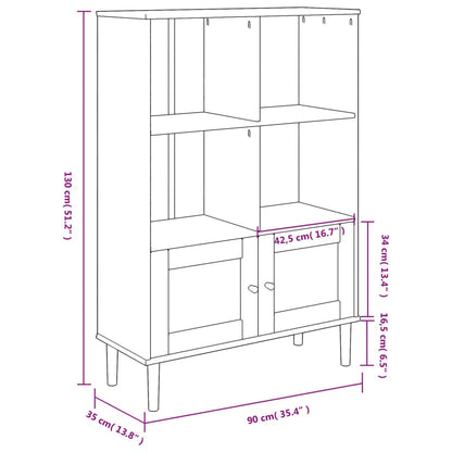 Bokhylle Brun SENJA 90x35x130 cm heltre furu