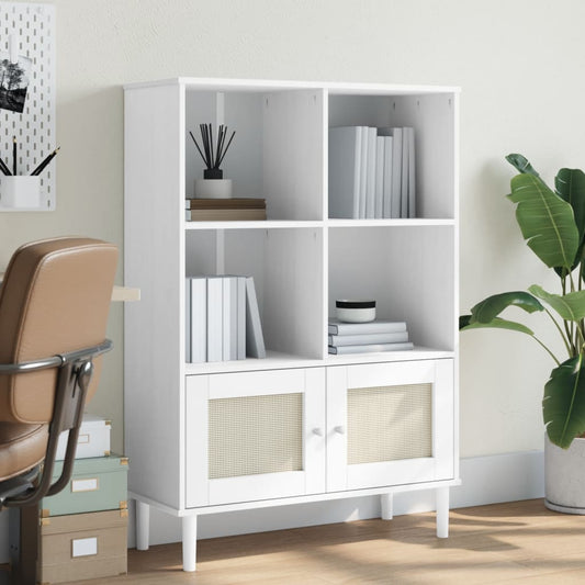 Bokhylle Hvit SENJA 90x35x130 cm heltre furu