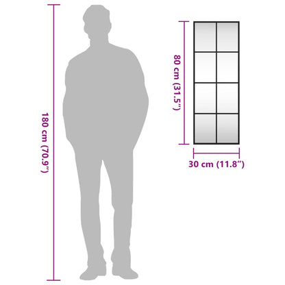 Veggspeil Svart 30x80 cm rektangel jern