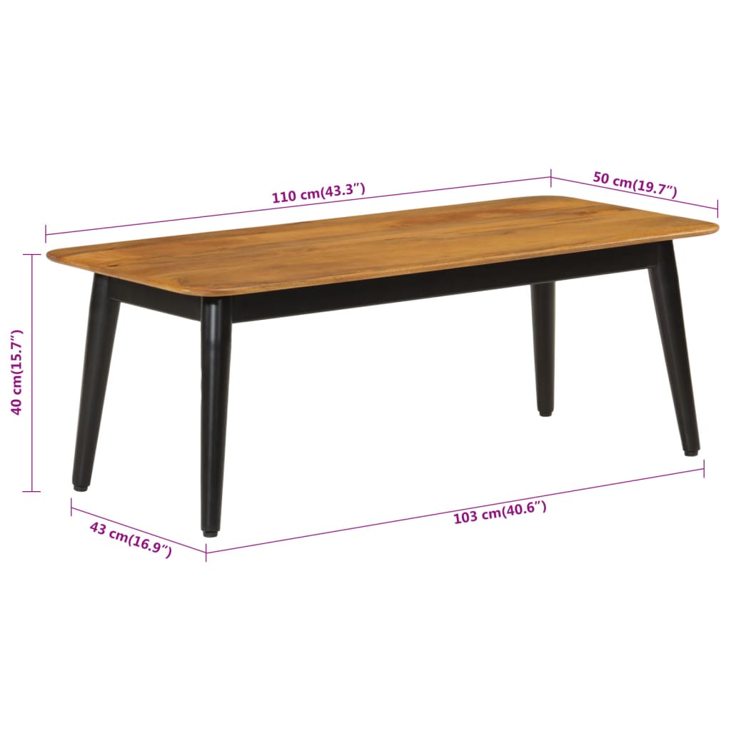 Salongbord Sofabord Tre Heltre Mango 110x50x40 cm jern