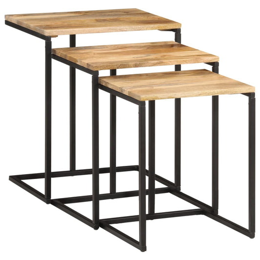 Sidebord Tre Stablebare 3 stk heltre akasie