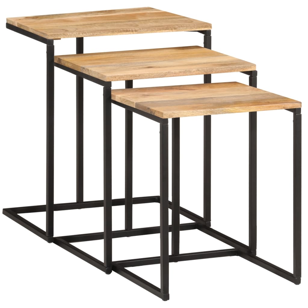 Sidebord Tre Stablebare 3 stk heltre akasie