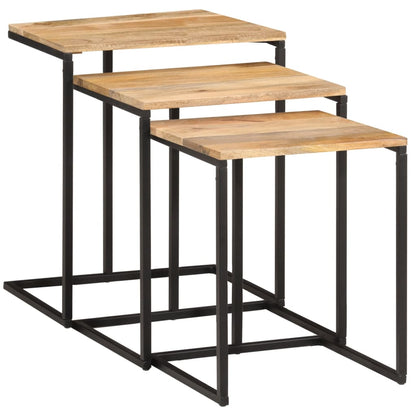 Sidebord Tre Stablebare 3 stk heltre akasie