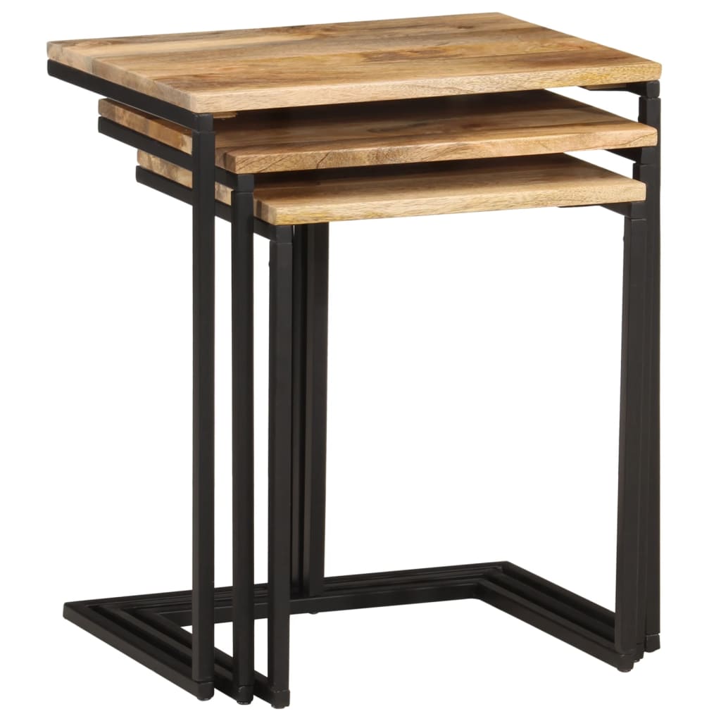 Sidebord Tre Stablebare 3 stk heltre akasie