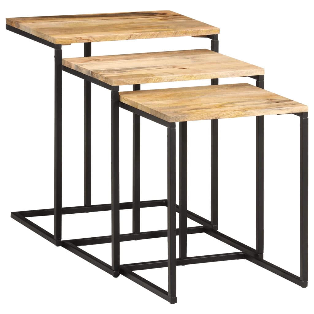 Sidebord Tre Stablebare 3 stk heltre akasie
