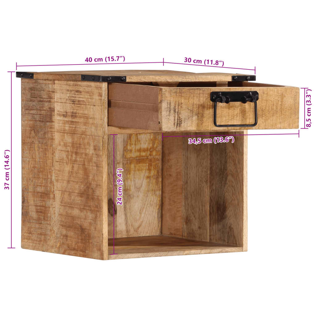 Nattbord Sengbord Tre heltre mangotre 40x30x37 cm