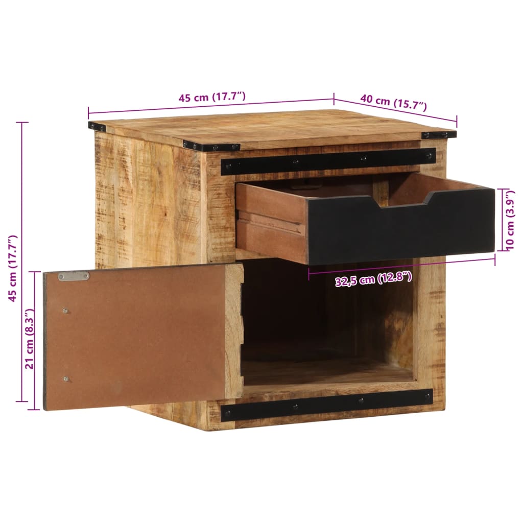 Nattbord Sengbord Tre heltre mangotre 45x40x45 cm