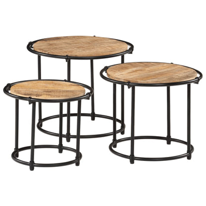 Sidebord Tre Stablebare 3 stk grovt heltre mangotre