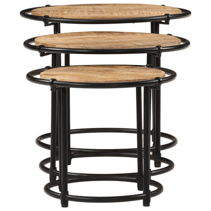 Sidebord Tre Stablebare 3 stk grovt heltre mangotre
