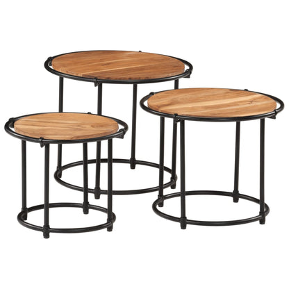 Sidebord Tre Stablebare 3 stk heltre akasie