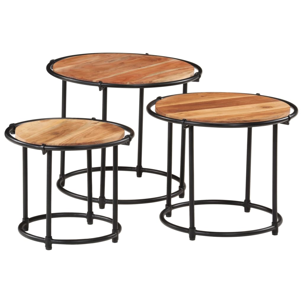 Sidebord Tre Stablebare 3 stk heltre akasie