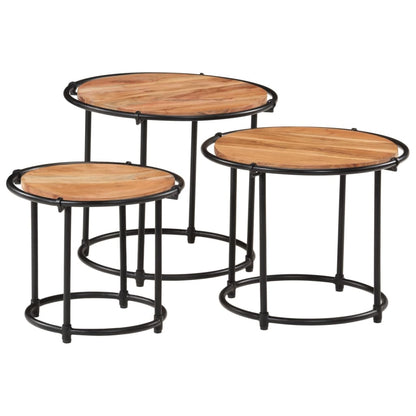 Sidebord Tre Stablebare 3 stk heltre akasie