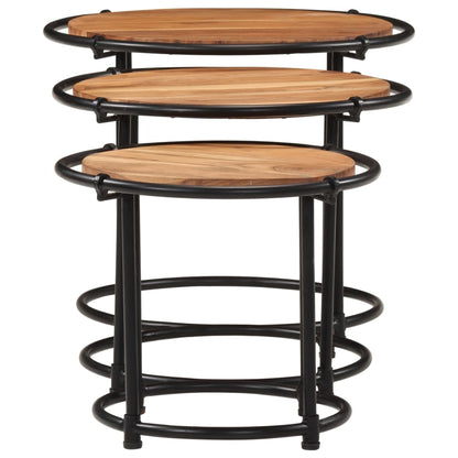 Sidebord Tre Stablebare 3 stk heltre akasie