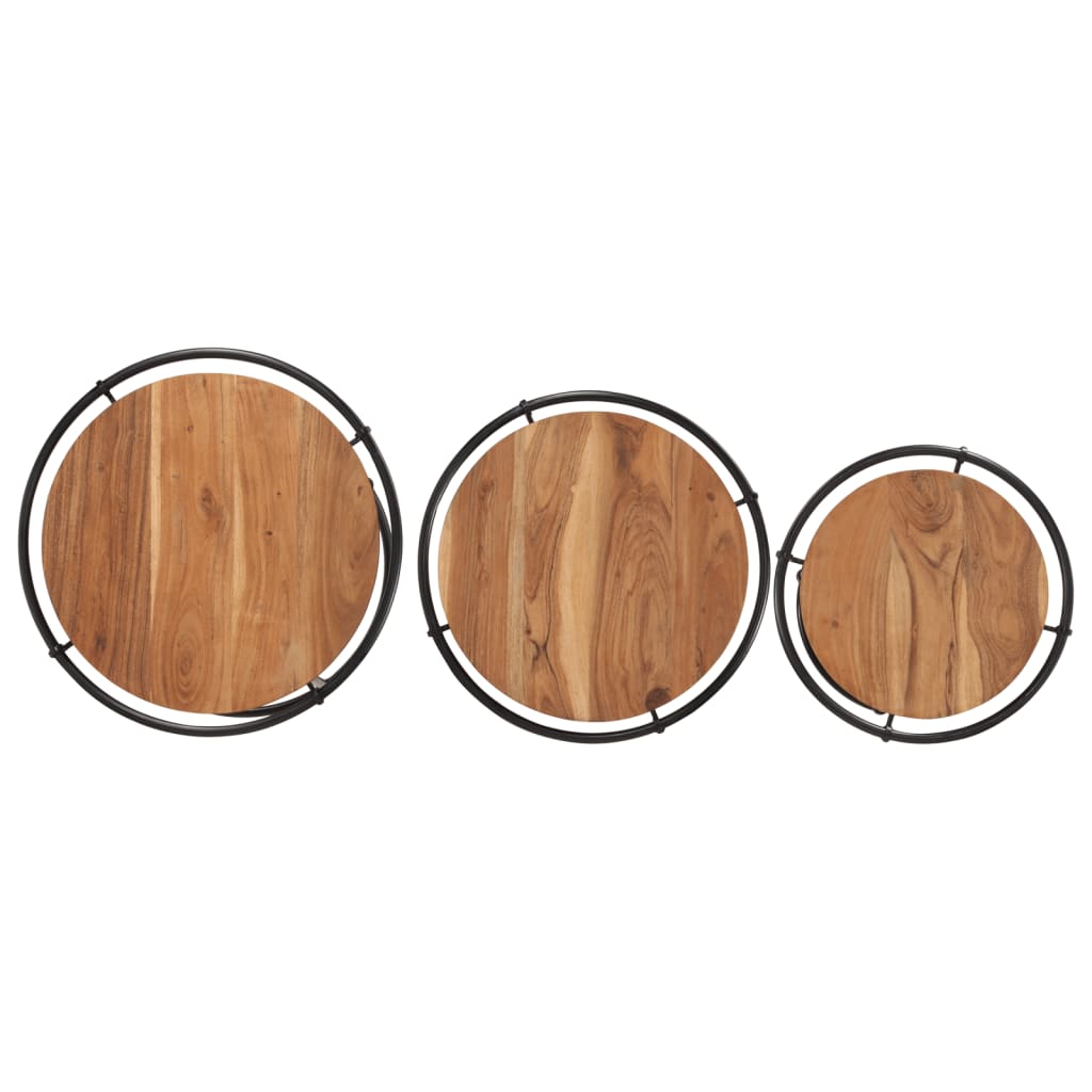Sidebord Tre Stablebare 3 stk heltre akasie